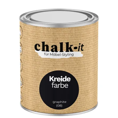 Produktbild von Kreidefarbe Chalk-it (08) Graphite 0,75L Shaby Chic Möbel Holzlack Natur Vintage Möbellack