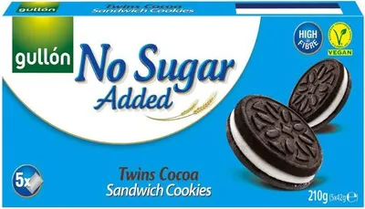 Produktbild von Gullón No Sugar Added Twins Cocoa Sandwich Cookies 5x42g