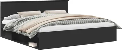 Produktbild von Bettrahmen Schwarz 200 x 200 cm Massives Kiefernholz