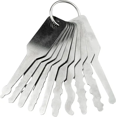 Produktbild von Lockpicking-Set für Sicherheitsschlösser und Drehscheibenschlösser aus Edelstahl, Werkzeug für Bauschlosser (10 Teile)