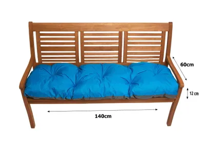 Image de Coussin de banc 140x60cm, Coussin de siège, Coussin de banc de jardin, intérieur/extérieur, Bleu