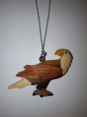Produktbild von Kette mit Holzanhänger Weißkopfseeadler, Ketten Modeschmuck Tiere Tier Adler Vogel
