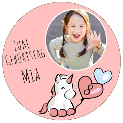 Produktbild von Tortenaufleger essbar individuell Geburtstag 20cm Fondant Einhorn Unicorn