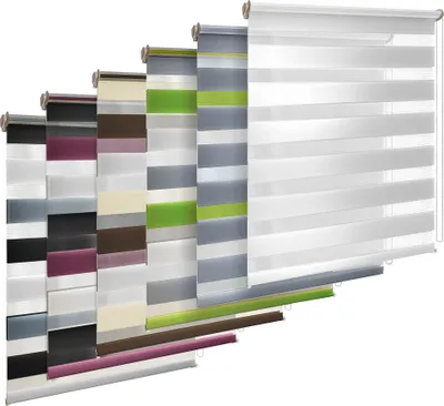 Produktbild von TEKONA Doppelrollo Klemmfix ohne Bohren Duo-Rollo Rollo Blickdicht lichtdurchlässig Fensterrollos Seitenzugrollo Dreifarbig Fenster und Tür - Weiß Beige Braun, 50 x 150 cm (BxL) - Stoffbreite 46cm