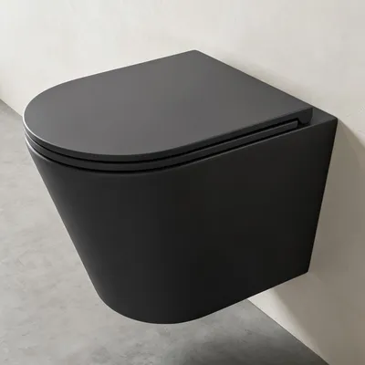 Produktbild von Mai & Mai Hänge WC Schwarz matt mit Softclose Sitz | Wand WC aus keramik spülrandloses WC BTH: 35x51x36cm Aachen108