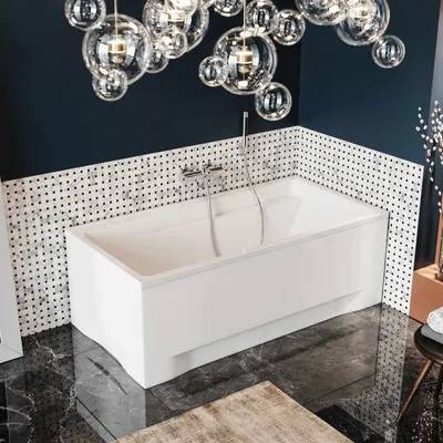 Image de Baignoire rectangulaire 150x70 avec tablier acrylique, vidage et pieds S | Set complet 4in1 baignoire originale acrylique siphon | BADLAND ELZA