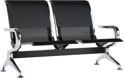 Produktbild von CLP Wartebank Airport Kunstlederbezug stabil aus Metall mit Rückenlehne schwarz/schwarz Größe 2-Sitzer