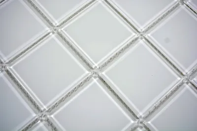 Produktbild von Handmuster Mosaikfliese Transluzent Glasmosaik Crystal superweiß BAD WC Küche WAND MOS69-0101_m