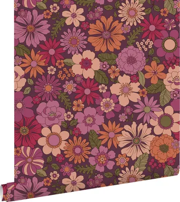 Produktbild von ESTAhome Tapete Retro Blumen Aubergineviolett 50 x 900 cm