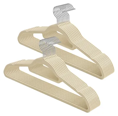 Image de Cintres en velours, lot de 20, antidérapants | Beige | 43,5 x 0,6 x 22,5 cm