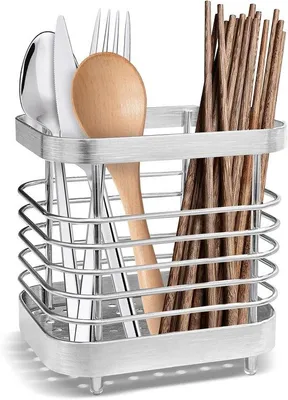 Immagine prodotto di Portaoggetti da cucina - Organizzatore per la cucina - Porta accessori - Porta posate - Acciaio inossidabile - Porta spatole - Argento