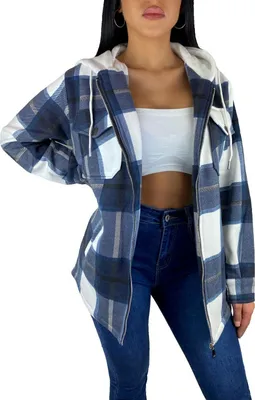 Produktbild von Worldclassca Damen Oversized HOLZFÄLLERHEMD HEMDJACKE MIT Kapuze KARO Hemd KARIERT LANGARMHEND Brusttaschen HEMDBLUSE Bluse Shirt Designer Fashion Blogger NEU XS-XL 36-44