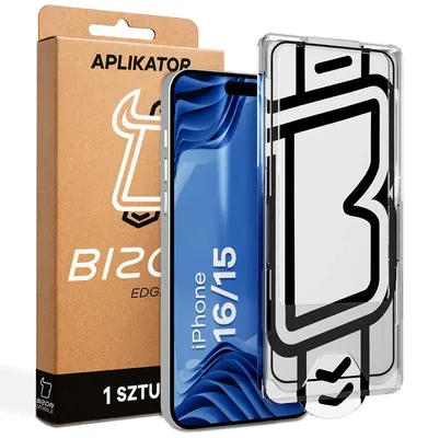 Produktbild von Gehärtetes Glas mit Applikationsrahme für iPhone 15 / 16, Bizon Glass Aplikator Edge, 1 Set
