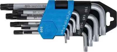 Image de BGS Jeu de clés mâles coudées courtes profil T (pour Torx) avec alésage T10 - T50 9pcs - 809