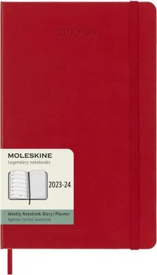 Produktbild von Moleskine 18 Monate Wochen Notizkalender 2023/2024, L/A5, 1 Wo = 1 Seite, Rechts Linierte Seite, Hard Cover, Scharlachrot
