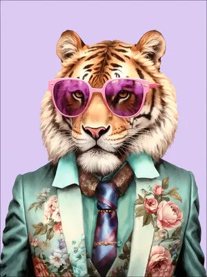 Produktbild von Glasbild Tiger With Glasses GLA2830 60x80 cm