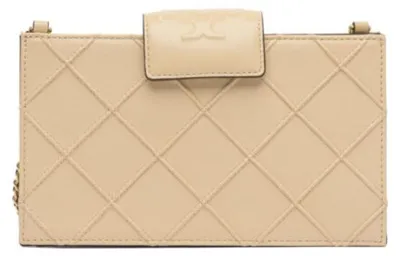 Imagen del producto de Cartera de Tory Burch para mujer, color beige, de cuero, con asa de cadena. - Talla única