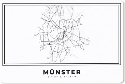 Produktbild von MuchoWow® Schreibtischunterlage Deutschland - Münster - Stadtplan - Karte - Schwarz-weiß - Karte 60x40 cm - XXL Mauspad - Großes Mauspad