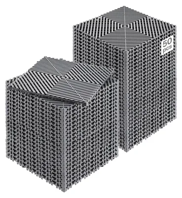 Produktbild von VEVOR Verbindungsdrainagematte, 30 cm x 30 cm modulare Verbindungsunterlage, 40 Stück Verbindungsdrainagematten, rutschfeste graue PP-DRAINAGEFLIESEN und DUSCHMATTE, für Garage, Garten, Küche und Außenbereich, Hellgrau-a, 50 Stück-a