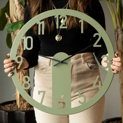 Produktbild von Opviq, Mood Metal Wall Clock - APS114 - Green, Wanduhren, Grün, Stahl, 48 x 48 cm