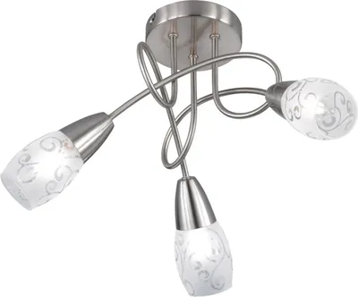 Produktbild von Deckenleuchte Rondell 3 flammig matt Silber Dekorglas satiniert Ø47cm - R6002300