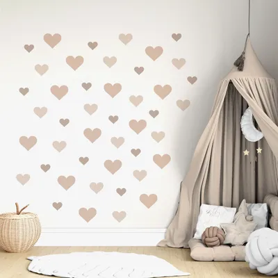 Immagine prodotto di Adesivo murale Muralo tatuaggio per la camera dei bambini beige HEARTS decorazione murale adesivo l. 60cm x h. 30cm