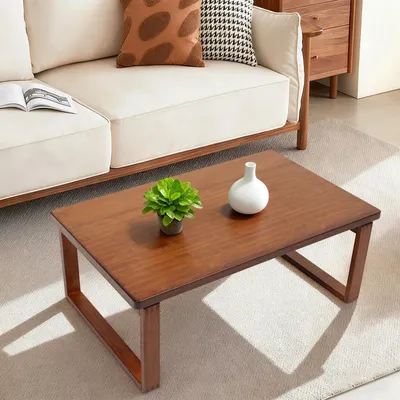 Produktbild von Faltbarer Couchtisch/Teetisch - Niedriger Bodentisch 80×50×31 cm - Klappbare Beine - Rechteckig - Holz - Braun