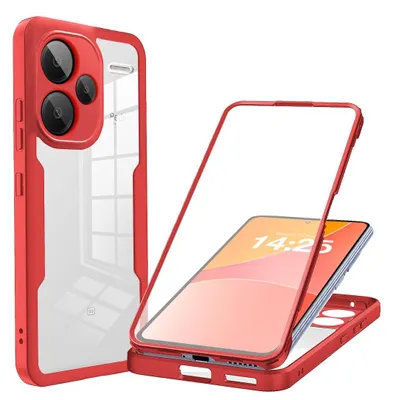 Produktbild von 360 Grad Rundum Schutz Handyhülle für Xiaomi Redmi Note 13 Pro+ 5G Full Cover Vollschutz Case Farbe: Rot