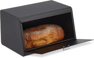 Produktbild von Famanu Brotdose aus Edelstahl – platzsparende Aufbewahrung, 20,5 x 34,5 x 23,5 cm, schwarz