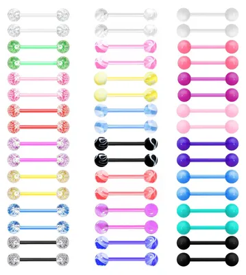Productafbeelding van 48 Stuks Acryl Tong Ringen - Flexibele Piercing Sieraden