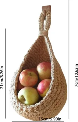 Obrázek produktu pro Závěsný nástěnný koš na zeleninu a ovoce Kuchyňský závěsný úložný koš na farmě Český ručně tkaný nástěnný koš na zeleninu a ovoce