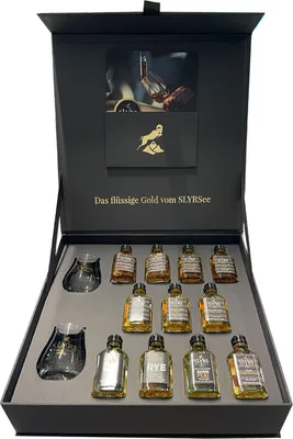 Produktbild von Slyrs Malt Whisky Tastingbox mit 2 Whisky Tumblern, 31-51% Vol. 11x 0,02 l