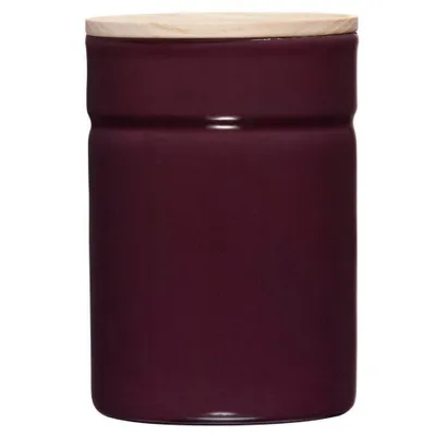 Produktbild von Riess Vorratsdose mit Eschenholzdeckel Ø8cm 0,49L Aubergine Emaille