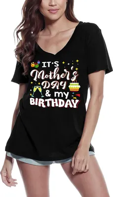 Produktbild von Damen Grafik T-Shirt V-Ausschnitt Es ist Muttertag und mein – It's Mother's Day And My – Öko-Verantwortlich Vintage Jahrgang Kurzarm Lustige Druck