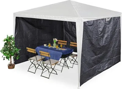 Produktbild von Famanu Zeltwände Set von 3 - Wasserdichte Seitenwände für Partyzelte 2x3 m PE grau mit Klettverschluss