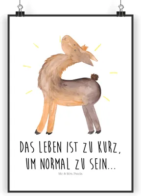 Produktbild von Mr. & Mrs. Panda Bild Lama Stolz DIN A3 - Weiß - Geschenk, Plakat, Hippie, wanddeko, drucke, Family, Wandbild, Familie, Freundin, wanddruck, Lamas