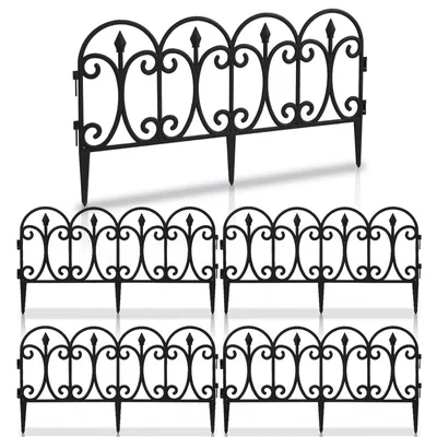 Produktbild von TolleTour 5 tlg. Beetzaun Hof Gartenpalisade Beetumrandung Beeteinfassung schwarz