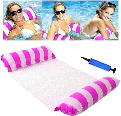 Produktbild von Famanu 4-in-1 Premium Wasserhängematte - Aufblasbare Loungematte in Rosa und Hellblau