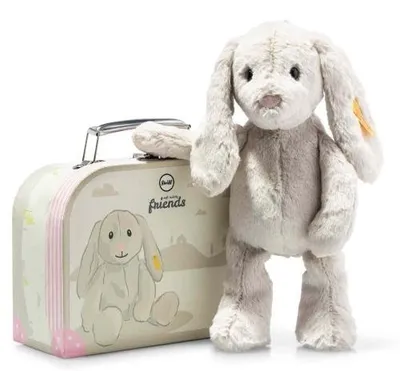 Produktbild von Steiff Kuscheltier Soft Cuddly Friends Hase Hoppiee im Koffer Hellgrau (26cm)