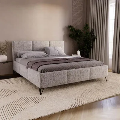Produktbild von Chilly Möbel Design Bett Modero - Polsterbett mit Bettkasten, Lattenrost und Kopfteil 140x200 cm / Metallrahmen / Neve / Beige