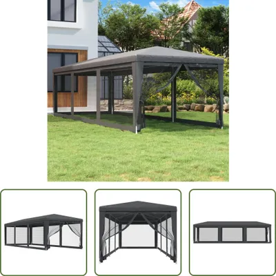 Zdjęcie produktu dla Namiot imprezowy Living Store z 8 siatkowymi ścianami bocznymi antracyt 3x9 m HDPE