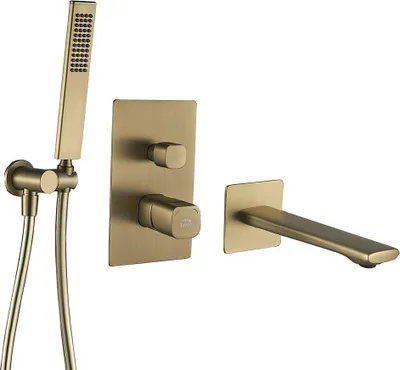 Immagine prodotto di TORES Rubinetto da incasso per vasca con set doccia, oro spazzolato, Laveo