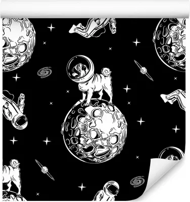 Zdjęcie produktu dla Tapeta Ścienna KOSMOS Astronauci Planety Gwiazdy z modnym efektem 3D