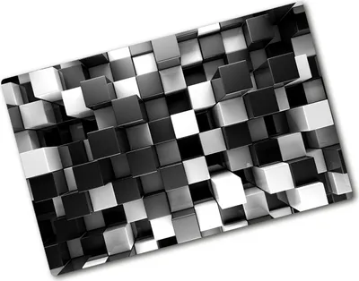 Produktbild von Tulup Glas Herdabdeckplatte - 80x52 cm - Glaskeramikkochfeld-Abdeckung Spritzschutz Glasabdeckplatte - Einteilig - Kunst: Modern & Klassisch - Würfel Abstraktion - Silber