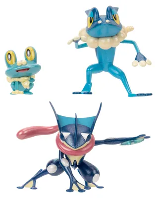 Produktbild von Pokémon Select Evolution Pack – enthält 5,1 cm Froakie, 7,6 cm Frogadier und 11,4 cm Greninja Battle Figuren