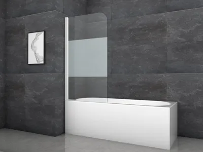 Produktbild von Badewannenfaltwand MARWELL White Glow - 1-flg.140x80cm - Duschwand für Badewanne weiß - Duschabtrennung