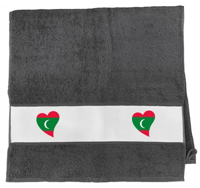 Produktbild von Huuraa Handtuch Malediven Flagge Herz 50x100cm Graphite Baumwolle Handtuch Geschenkidee