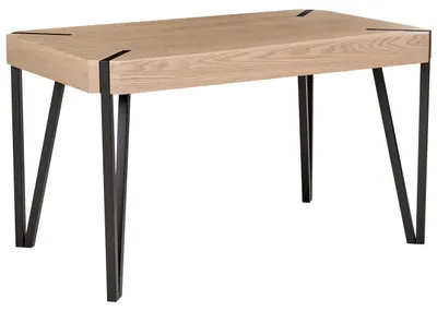 Zdjęcie produktu dla BELIANI Stół do jadalni beżowoszary drewno czarne metalowe nogi 130 x 80 cm prostokątny styl industrialny