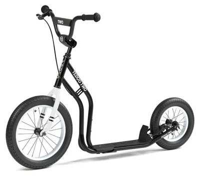 Image de Yedoo Two Kinder : trottinette pour enfants à partir de 6 ans, pour une taille à partir de 120 cm, avec pneus à air 16/12. Adaptée aux filles et aux garçons, réglable en hauteur, avec béquille et éléments réfléchissants. Noir