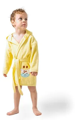 Produktbild von Ankibaby Baby Bademantel mit süßem Giraffenmotiv – Kapuzenbademantel aus 100% Ba